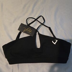 Violeta Black Sports Bra with Strappy Back